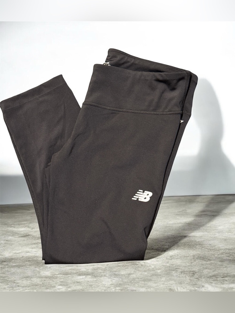 New Balance Black Capri Leggings with White Logo L